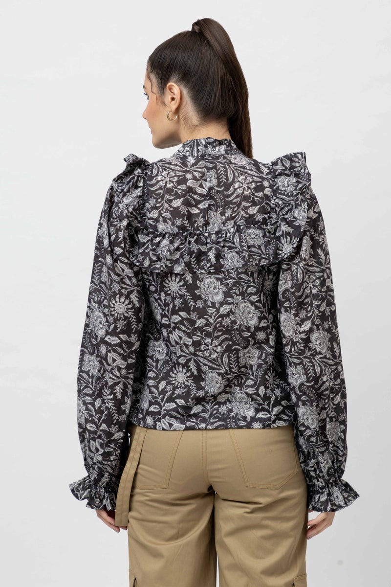 7OUNCE Printed Black Cambric Top for Women - Image 4